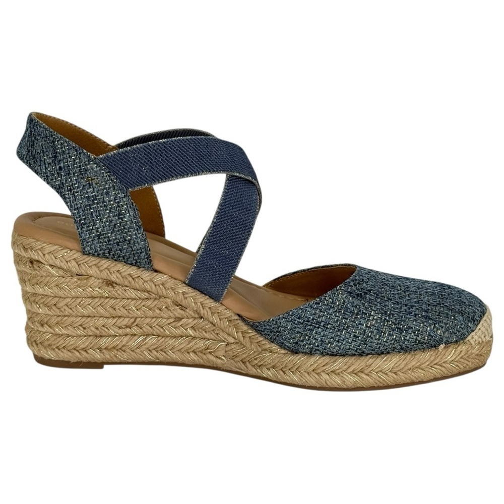 Easy Spirit Meza2 Gold Shimmer Womens Wedge Sandals Size 9M - Picture 5 of 13